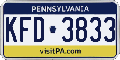 PA license plate KFD3833