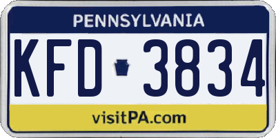 PA license plate KFD3834