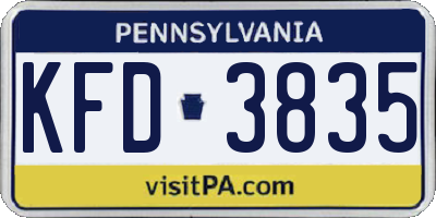 PA license plate KFD3835