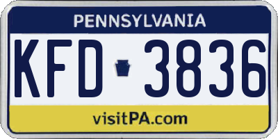 PA license plate KFD3836