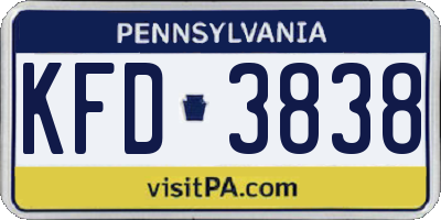 PA license plate KFD3838