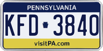 PA license plate KFD3840