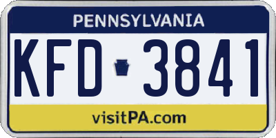 PA license plate KFD3841