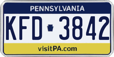 PA license plate KFD3842