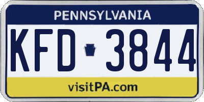 PA license plate KFD3844
