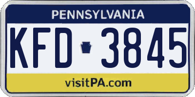 PA license plate KFD3845