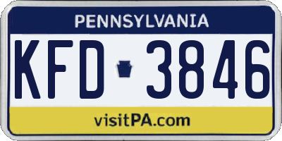 PA license plate KFD3846