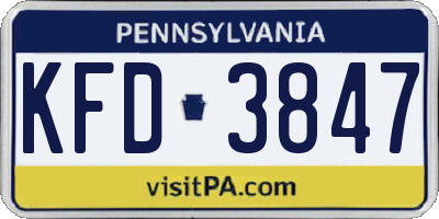 PA license plate KFD3847