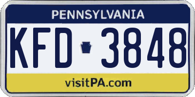 PA license plate KFD3848