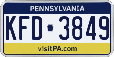 PA license plate KFD3849