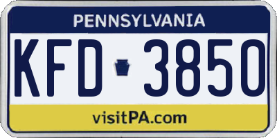 PA license plate KFD3850