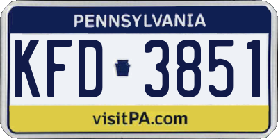 PA license plate KFD3851