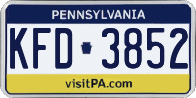 PA license plate KFD3852
