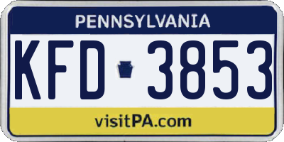 PA license plate KFD3853