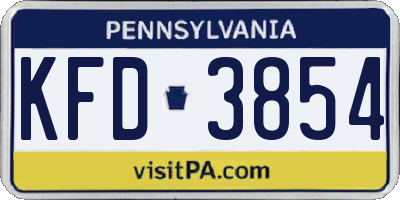 PA license plate KFD3854