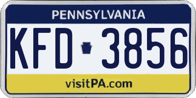 PA license plate KFD3856