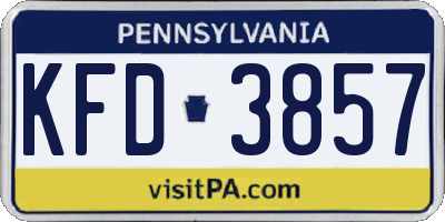 PA license plate KFD3857