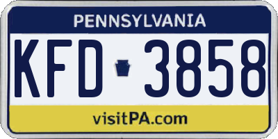 PA license plate KFD3858