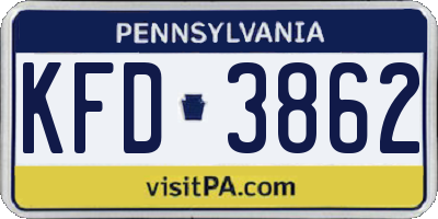 PA license plate KFD3862