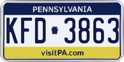 PA license plate KFD3863