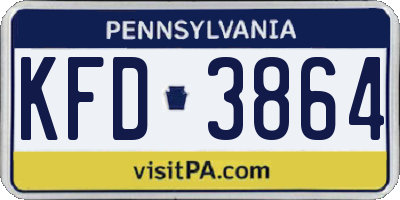 PA license plate KFD3864
