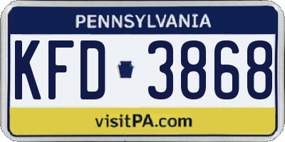 PA license plate KFD3868