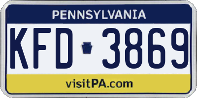 PA license plate KFD3869