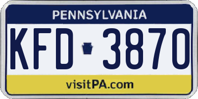PA license plate KFD3870