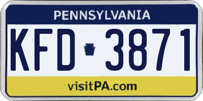 PA license plate KFD3871