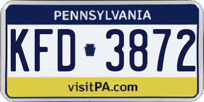 PA license plate KFD3872