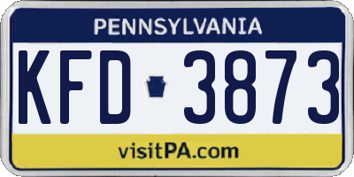 PA license plate KFD3873