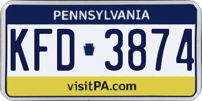 PA license plate KFD3874