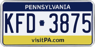 PA license plate KFD3875