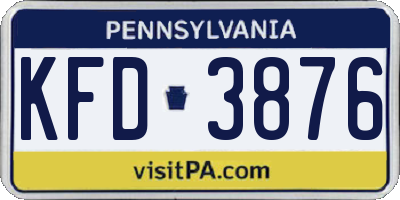 PA license plate KFD3876