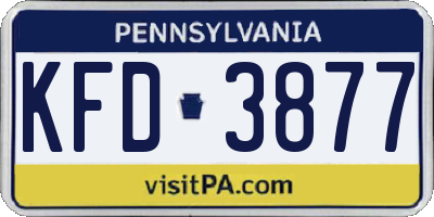 PA license plate KFD3877