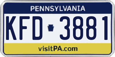 PA license plate KFD3881