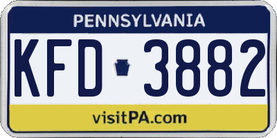 PA license plate KFD3882