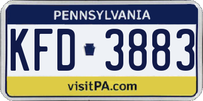 PA license plate KFD3883