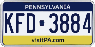 PA license plate KFD3884