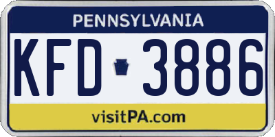 PA license plate KFD3886