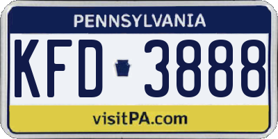 PA license plate KFD3888