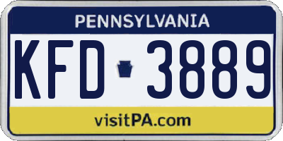 PA license plate KFD3889