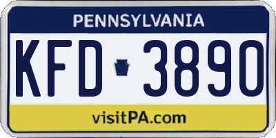 PA license plate KFD3890