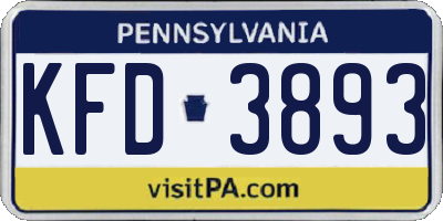 PA license plate KFD3893
