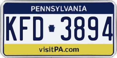PA license plate KFD3894