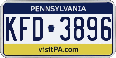 PA license plate KFD3896