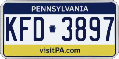 PA license plate KFD3897