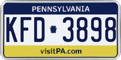 PA license plate KFD3898