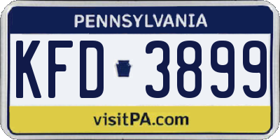 PA license plate KFD3899
