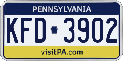 PA license plate KFD3902